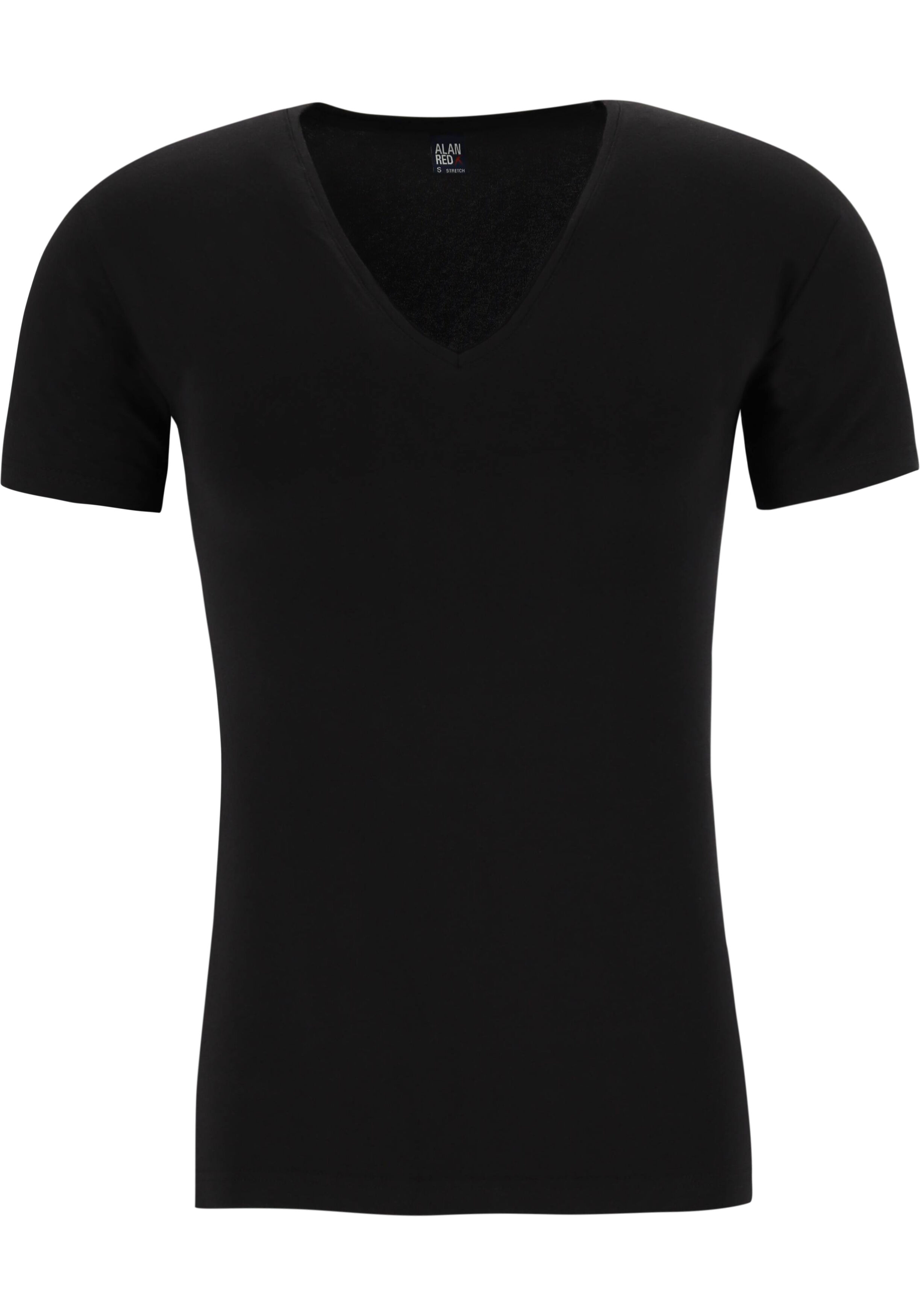 ALAN RED T-shirts no neck (2-pack), diepe V-hals, zwart